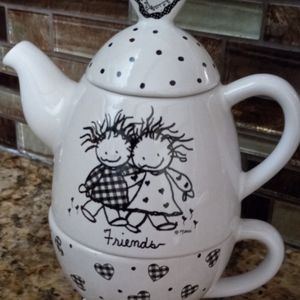 3 Piece Teapot/Lid/Cup. Friendship